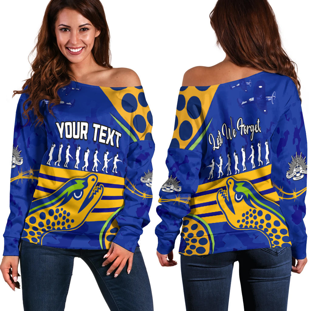 (Custom Personalised) Eels Anzac 2022 Women Off Shoulder Sweater Lest We Forget LT13