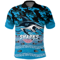 Sharks Rugby ANZAC Day Camouflage Indigenous Art Polo Shirt - LT12