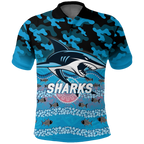 Sharks Rugby ANZAC Day Camouflage Indigenous Art Polo Shirt - LT12