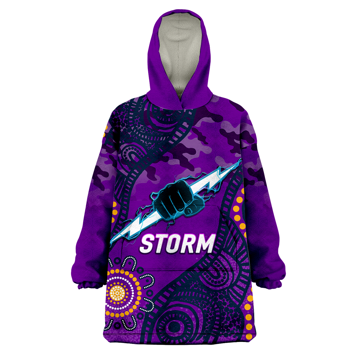 Storm Rugby ANZAC Day Camouflage Indigenous Art Wearable Blanket Hoodie - LT12