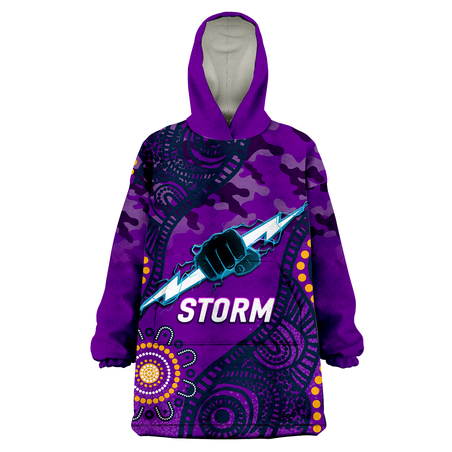 Storm Rugby ANZAC Day Camouflage Indigenous Art Wearable Blanket Hoodie - LT12