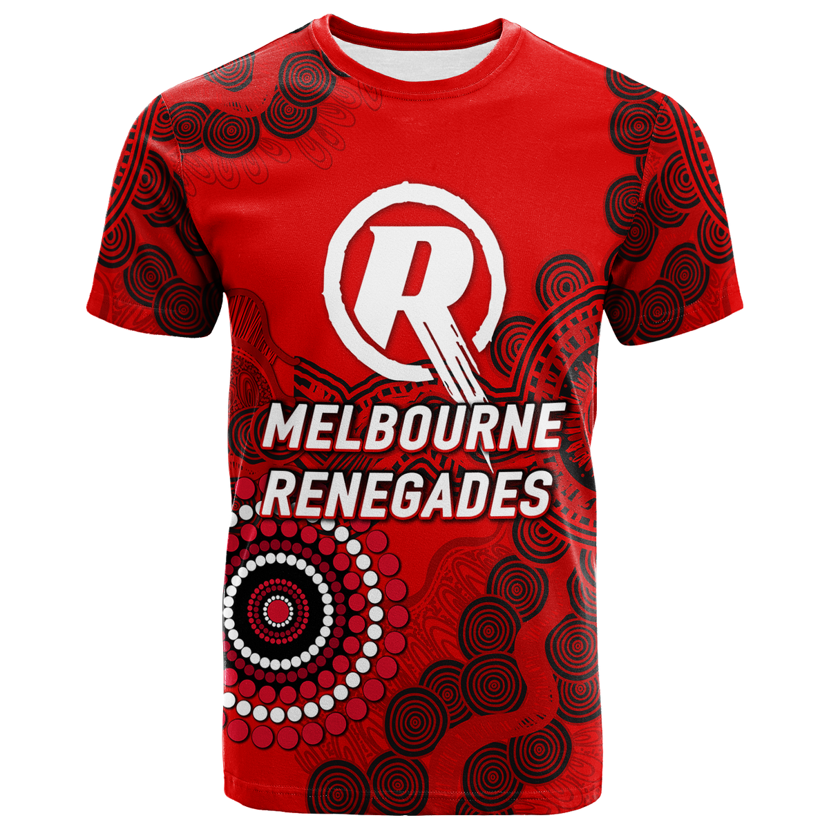 (Custom Personalised) Melbourne Renegades Aboriginal Art Cricket 2022 T-Shirt - LT12