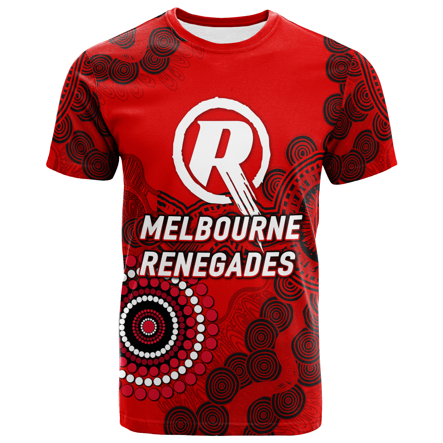 (Custom Personalised) Melbourne Renegades Aboriginal Art Cricket 2022 T-Shirt - LT12