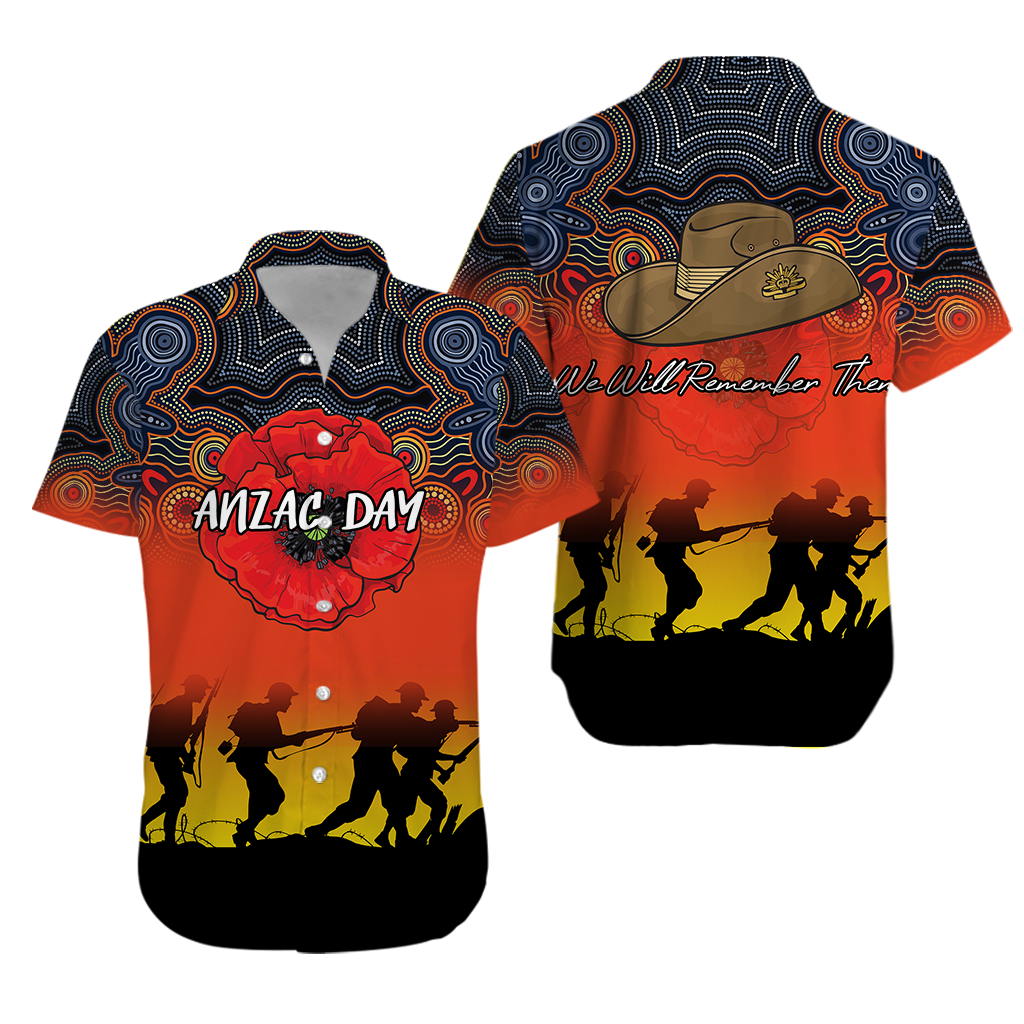 Anzac Day Hawaiian Shirt - Aboriginal Dot Painting Art
