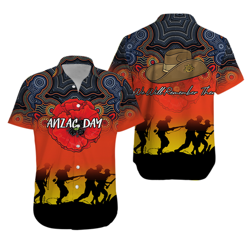 Anzac Day Hawaiian Shirt - Aboriginal Dot Painting Art