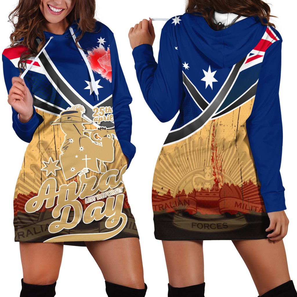 Hoodie Dress- Anzac Lest We Forget - Vibe Hoodie