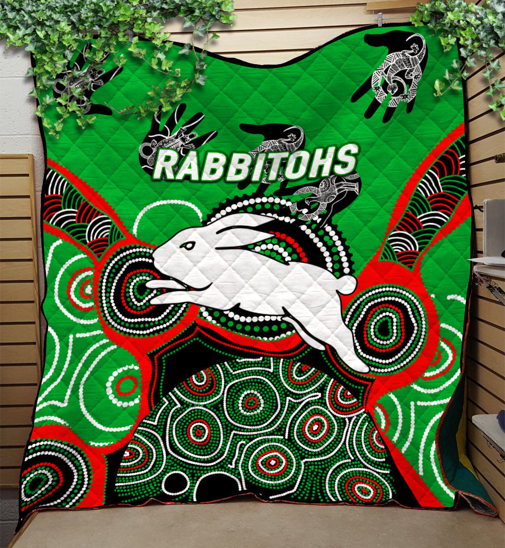 Rabbitohs Rugby Aboriginal Art Quilt - LT12