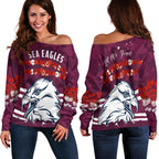 Sea Eagles Anzac Day Women Off Shoulder Sweater Poppy Lest We Forget LT13