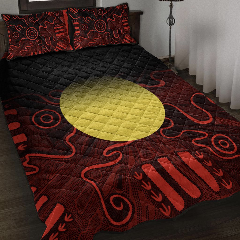 aboriginal-quilt-bed-set-indigenous-flag-grunge-style