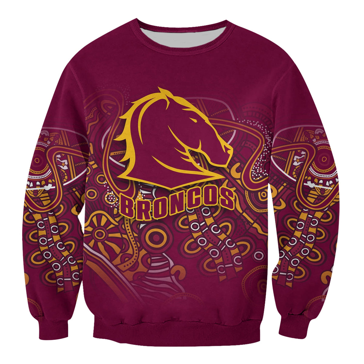 (Custom Personalised) Brisbane Broncos Rugby Indigenous Sweatshirt - LT12