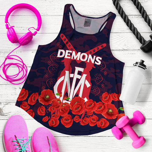 Melbourne Demons Anzac Day Indigenous Art Women Tank Top