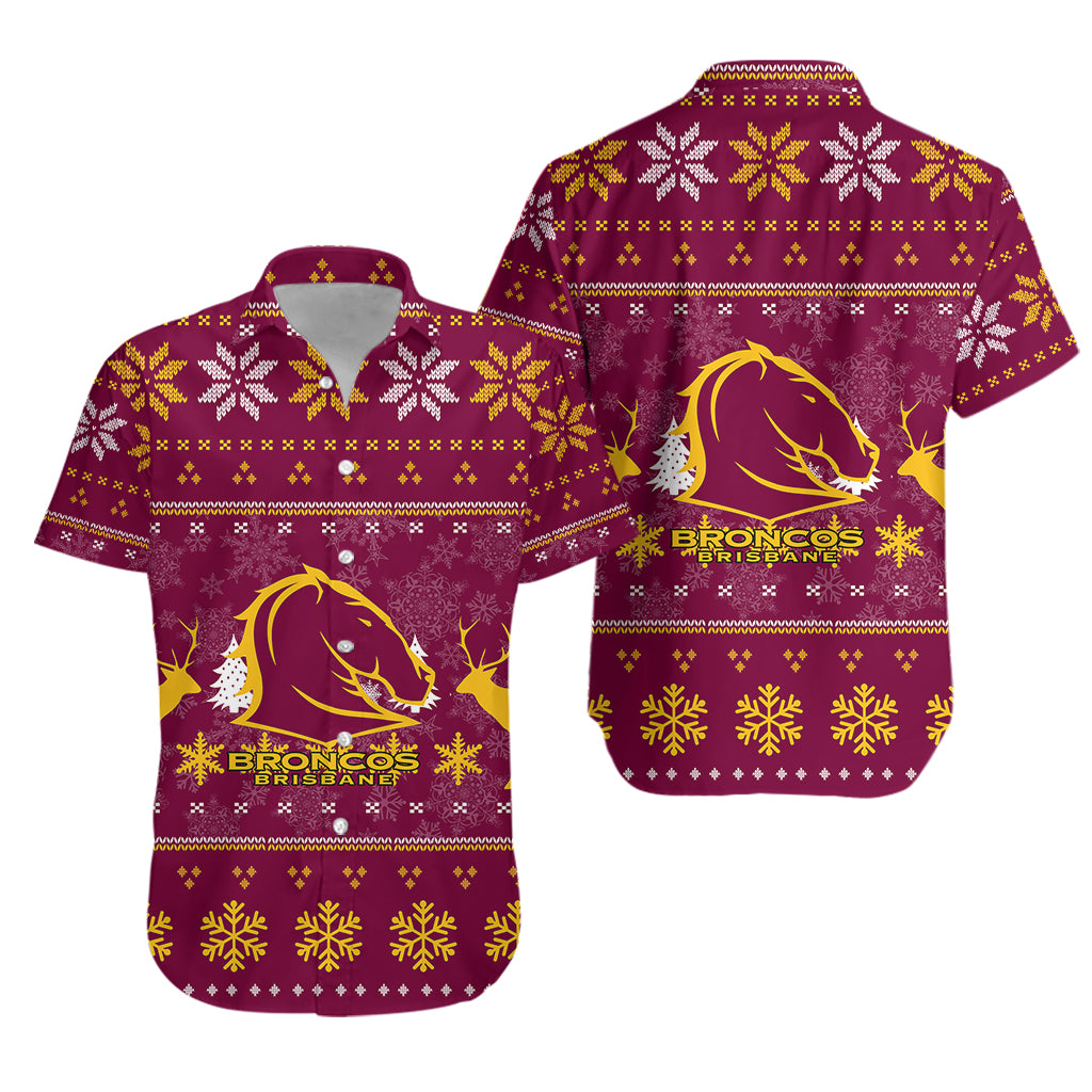 Brisbane Broncos Hawaiian Shirt - Christmas Ugly Style