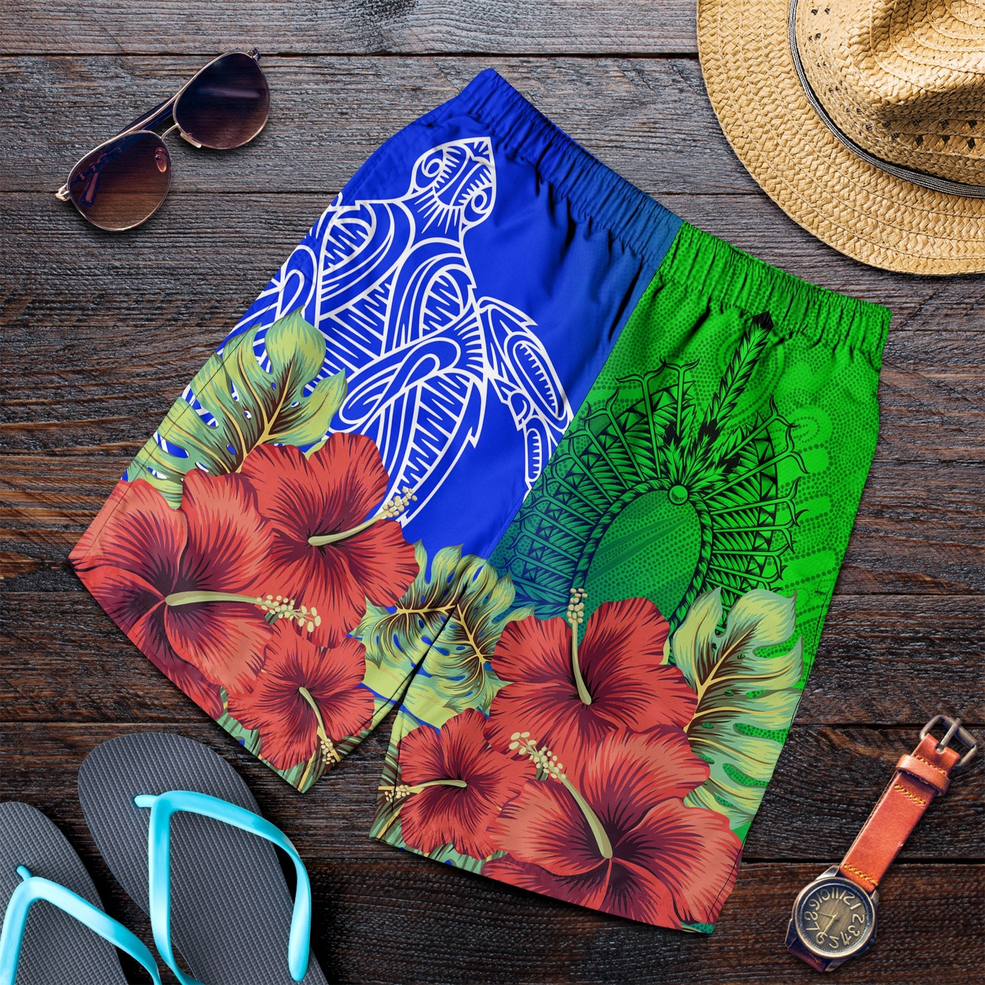 torres-strait-islanders-men-shorts-ocean-hibiscus