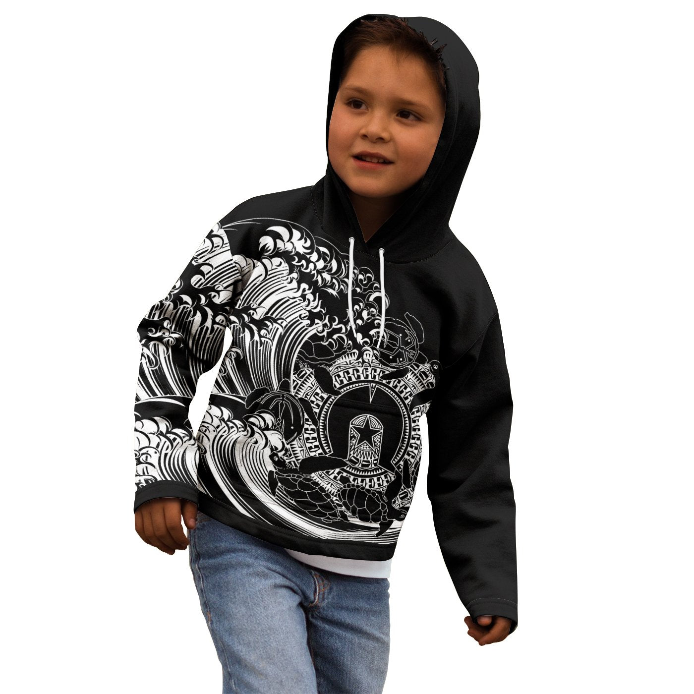 aboriginal-hoodie-kids-torres-strait-islands-in-wave-black