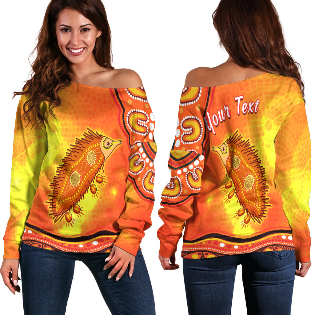 custom-personalised-echidna-aboriginal-off-shoulder-sweater-australian-animal