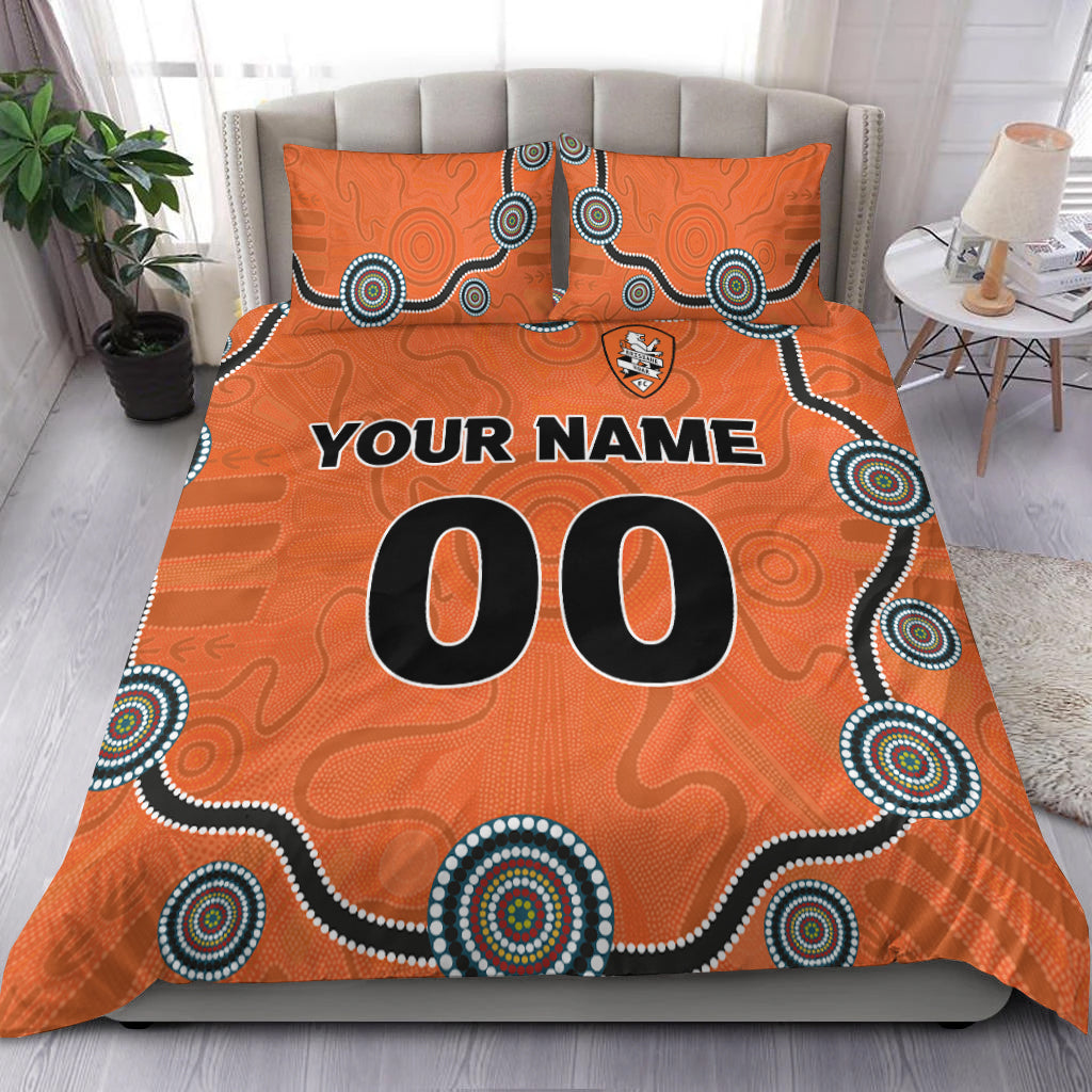 custom-personalised-brisbane-roar-bedding-set-indigenous-dot-painting-art