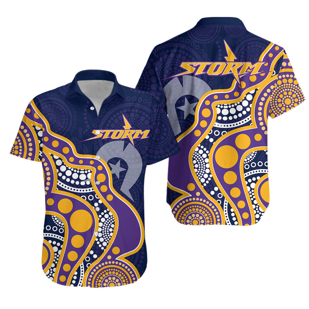 NAIDOC Week Melbourne Storm Hawaiian Shirt - Aboriginal Dot Painting - LT12 - Vibe Hoodie