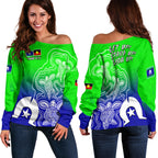 (Custom Personalised) NAIDOC Week 2022 Women Off Shoulder Sweater Torres Strait Islanders with Aboriginal Turtles LT13
