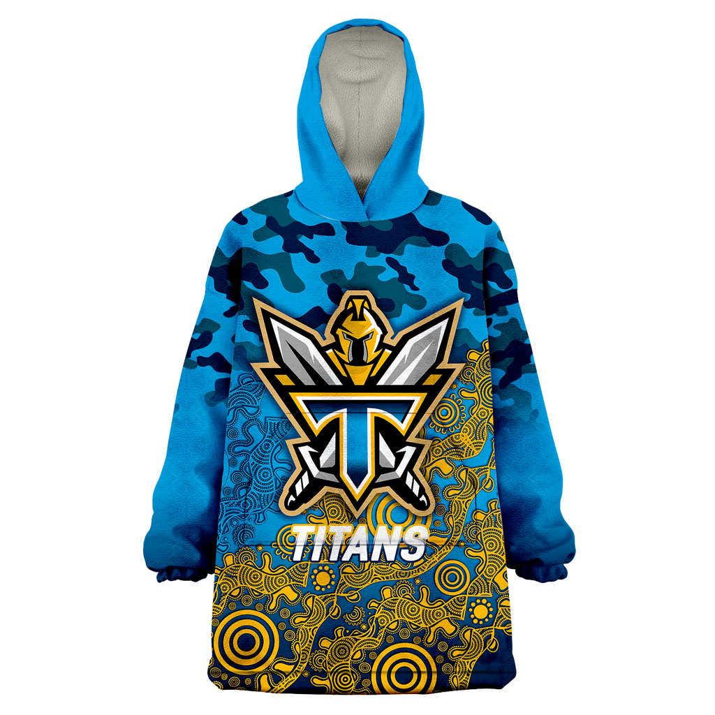 Titans Rugby ANZAC Day Camouflage Indigenous Art Wearable Blanket Hoodie - LT12