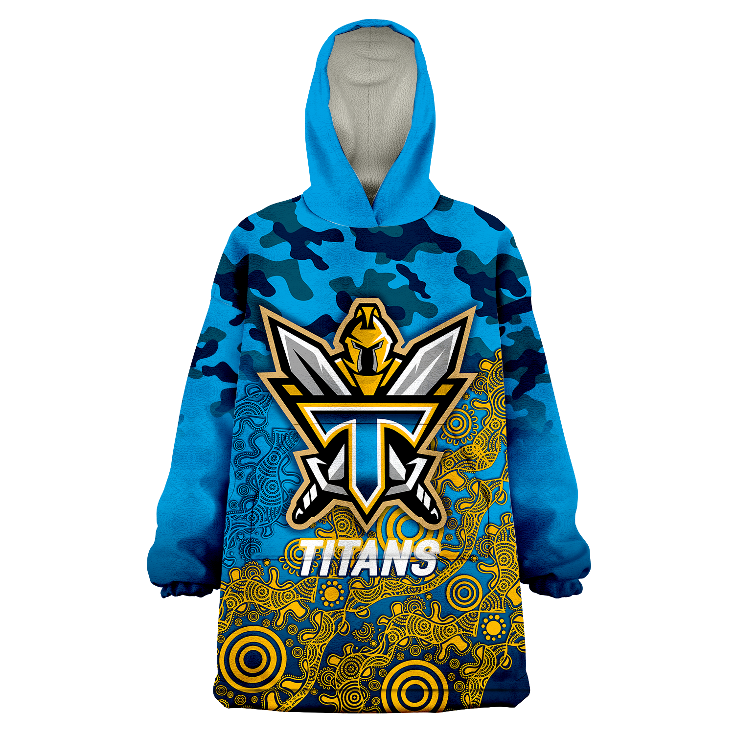 Titans Rugby ANZAC Day Camouflage Indigenous Art Wearable Blanket Hoodie - LT12