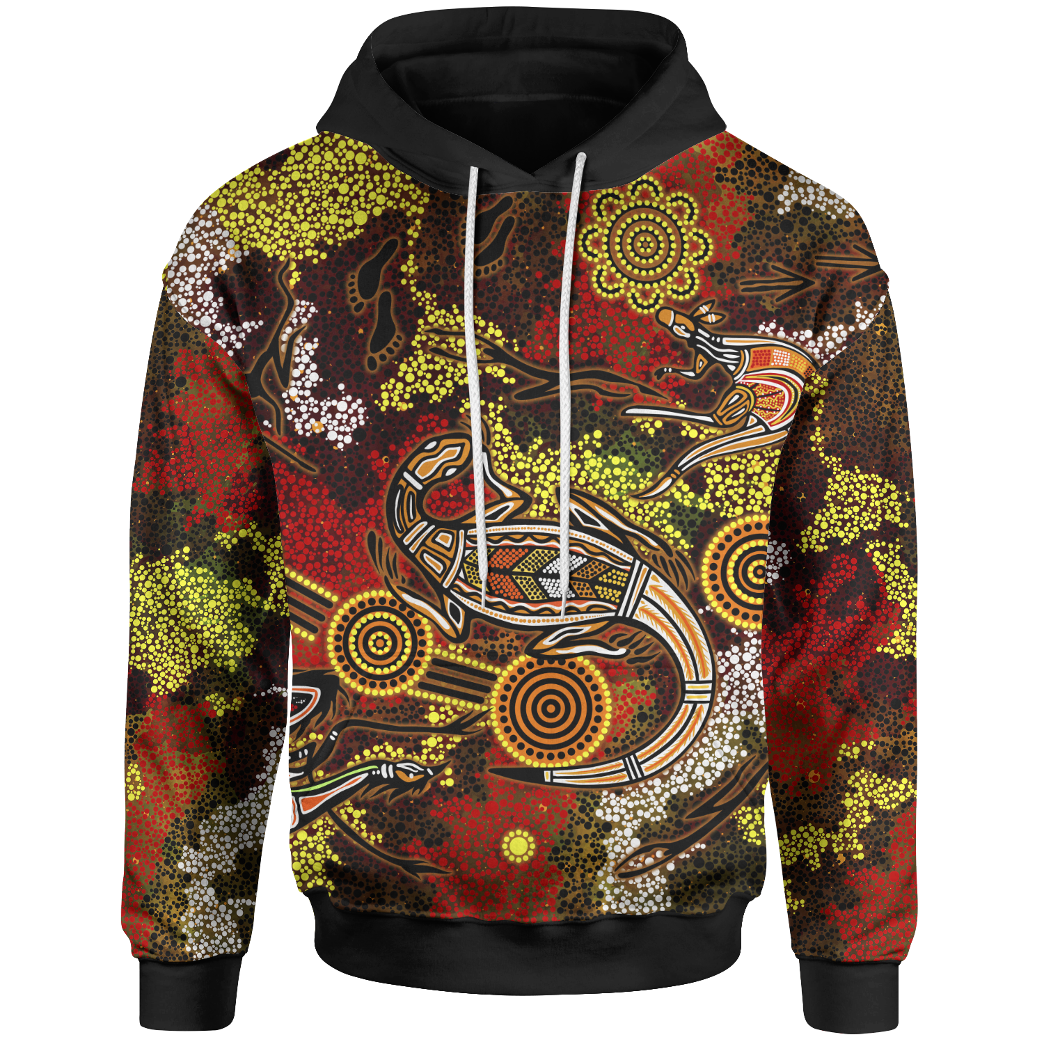 aboriginal-hoodie-kangaroo-and-lizard-dot-painting-art