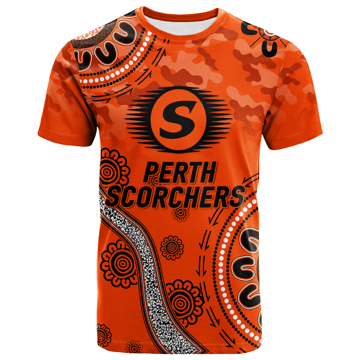 (Custom Personalised) Perth Scorchers ANZAC Day Aboriginal T-Shirt - LT12