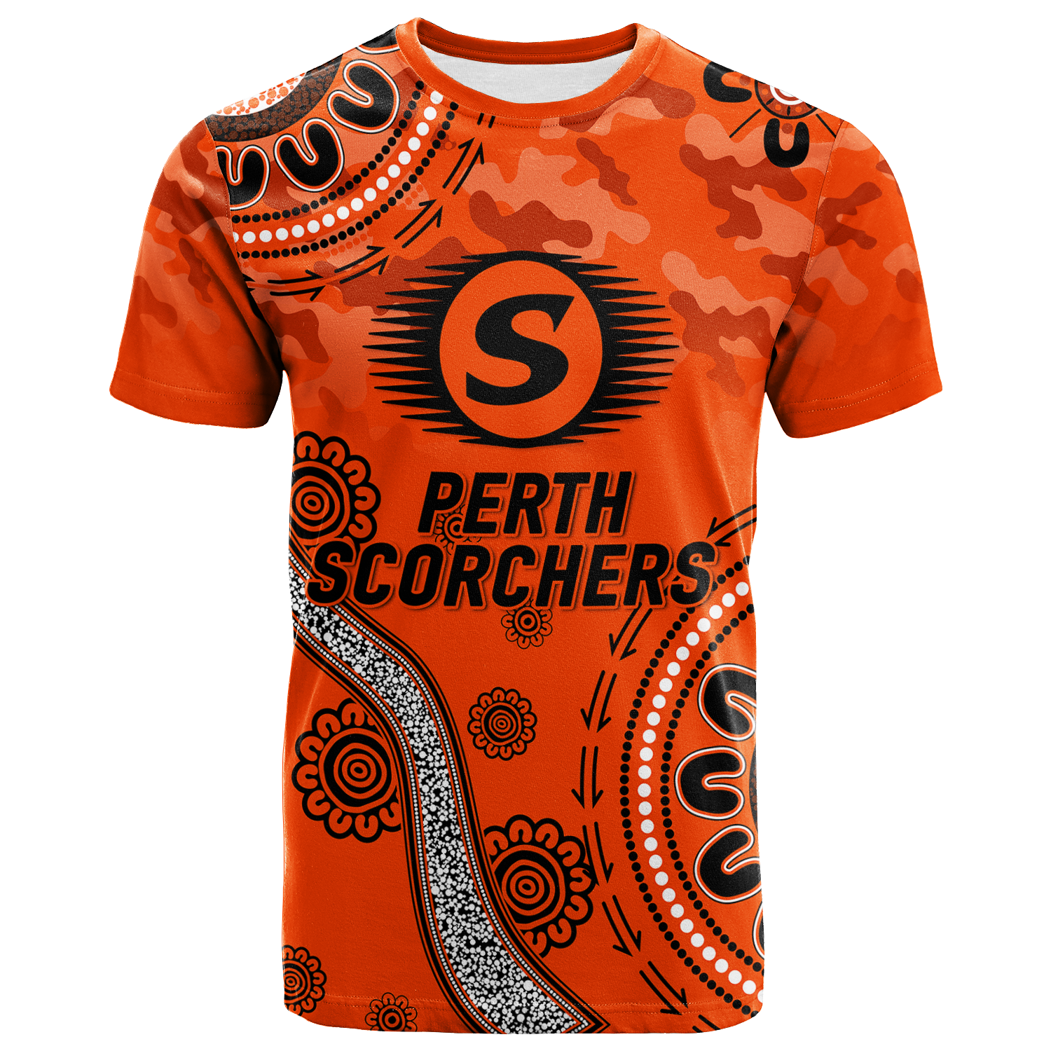 (Custom Personalised) Perth Scorchers ANZAC Day Aboriginal T-Shirt - LT12