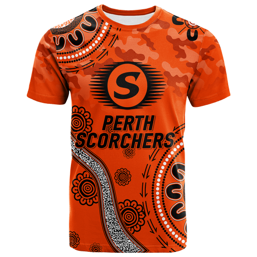 (Custom Personalised) Perth Scorchers ANZAC Day Aboriginal T-Shirt - LT12