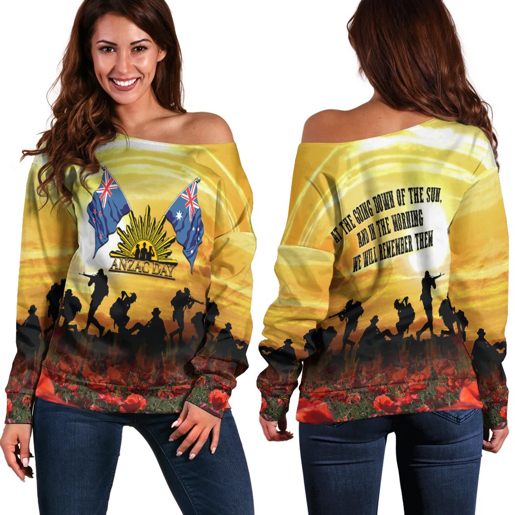 Anzac Women's Off Shoulder Sweater - Australian and New Zealand Army Corps - Vibe Hoodie