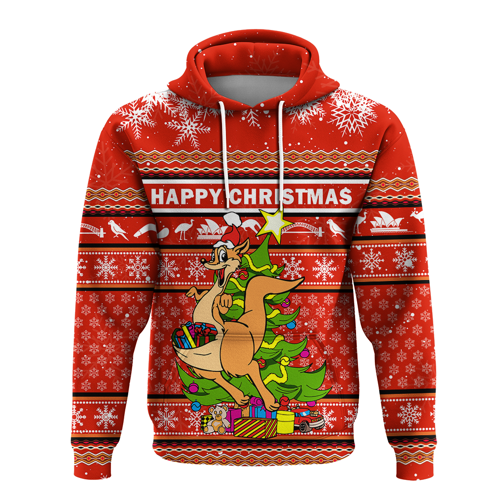 (Custom Personalised) Australia Christmas Kangaroo Aboriginal Pattern Hoodie - LT2
