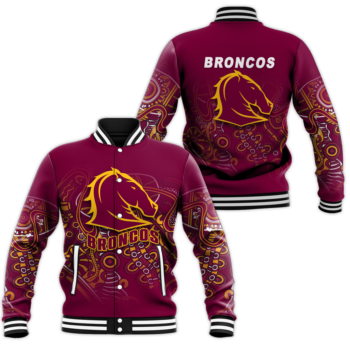Brisbane Broncos Rugby Indigenous Baseball Jacket - LT12