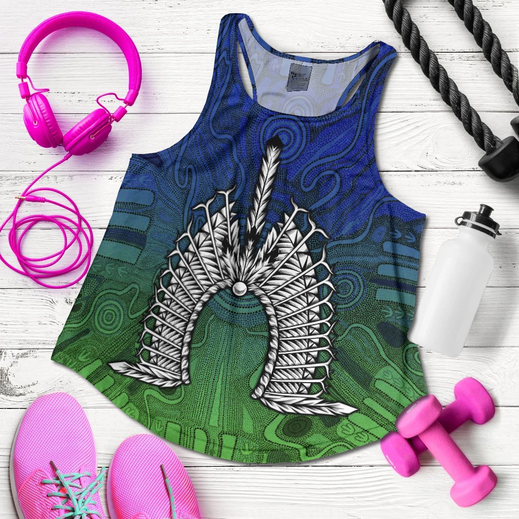 Torres Strait Islander Women's Racerback Tank - Dhari Mask - Vibe Hoodie