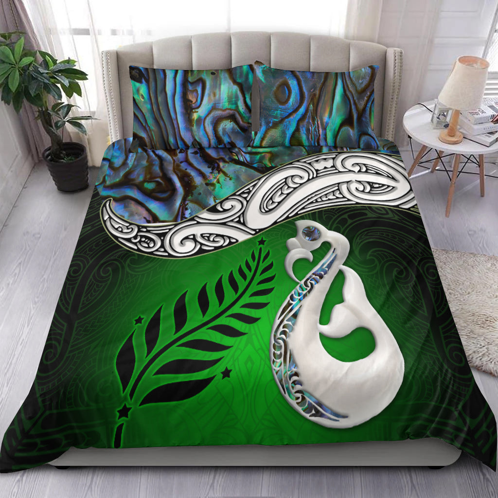 new-zealand-maori-bedding-set-manaia-paua-shell-glitter-green