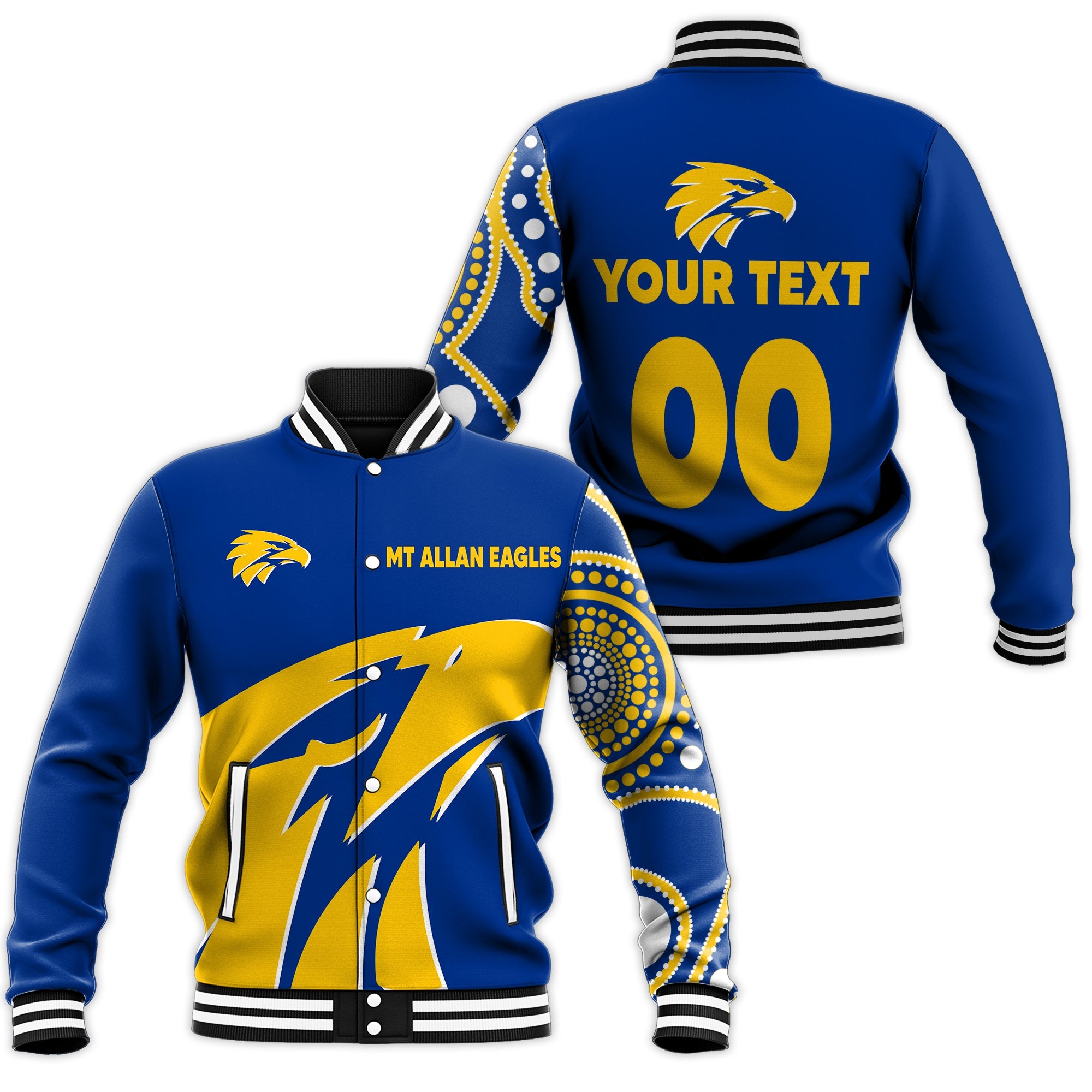 mt-allan-eagles-baseball-jacket-aboriginal-dot-painting