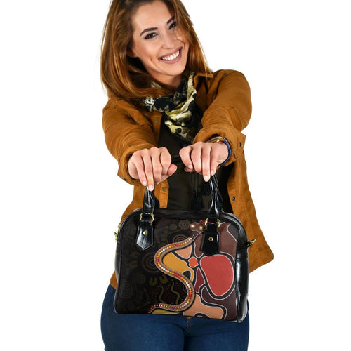 Shoulder Handbag - Aboriginal Snake With Dot Painting - Vibe Hoodie