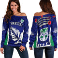 (Custom Personalised) Warriors Anzac 2022 Women Off Shoulder Sweater Maori Pattern Always Remember Them LT13