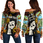 (Custom Personalised) NAIDOC 2022 Women Off Shoulder Sweater Proud History of Getting Up Standing Up and Showing Up LT13