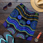 men-short-aboriginal-dot-unique-style-blue