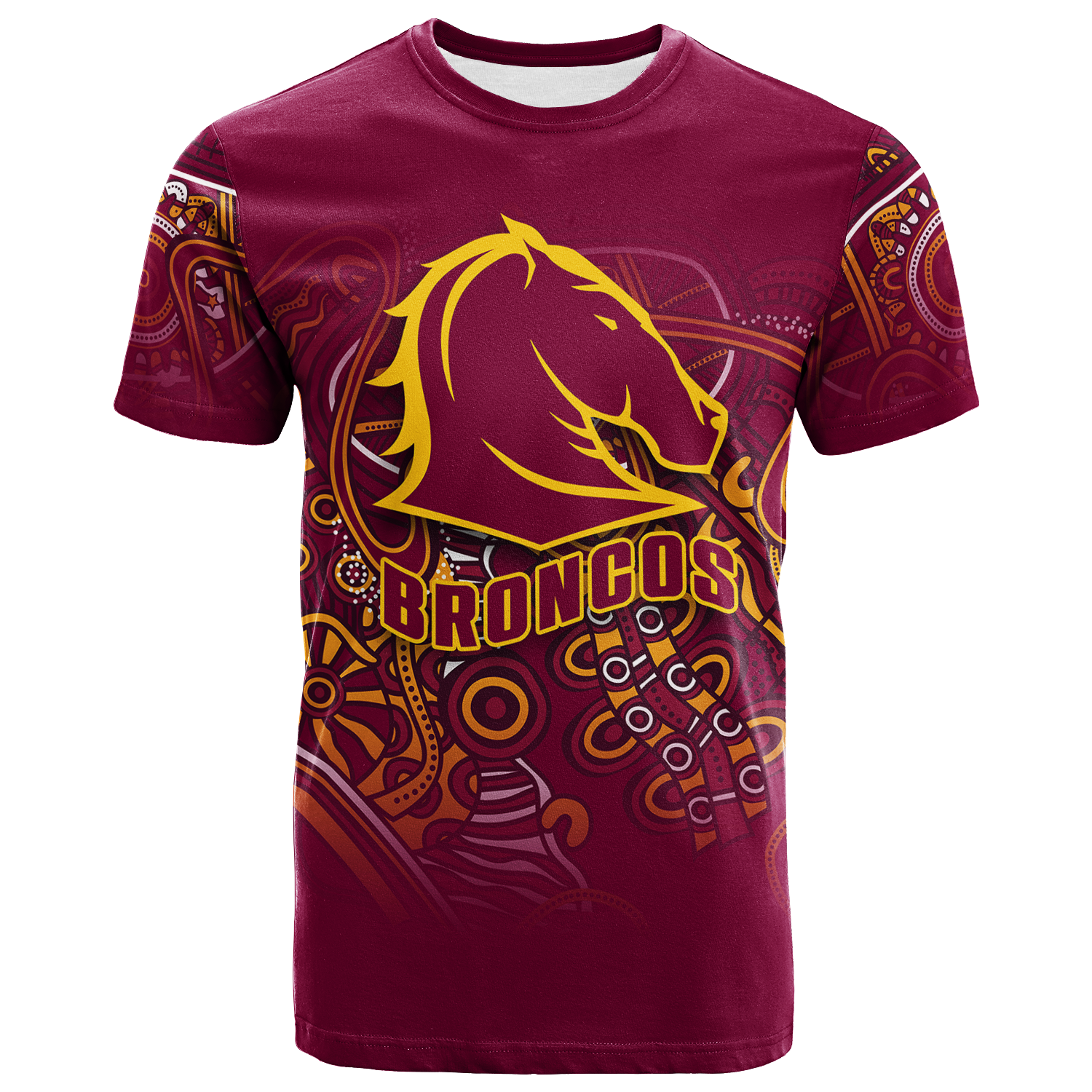 (Custom Personalised) Brisbane Broncos Rugby Indigenous T-Shirt - LT12