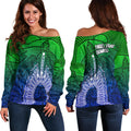 Torres Strait Islanders Women's Off Shoulder Sweater - Turtle and Dhari Mask - Vibe Hoodie
