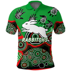Rabbitohs Rugby Aboriginal Art Polo Shirt - LT12