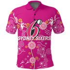 Sydney Sixers Aboriginal Art Cricket 2022 Polo Shirt - LT12