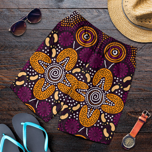 aboriginal-mens-shorts-flowers-dot-panting-art