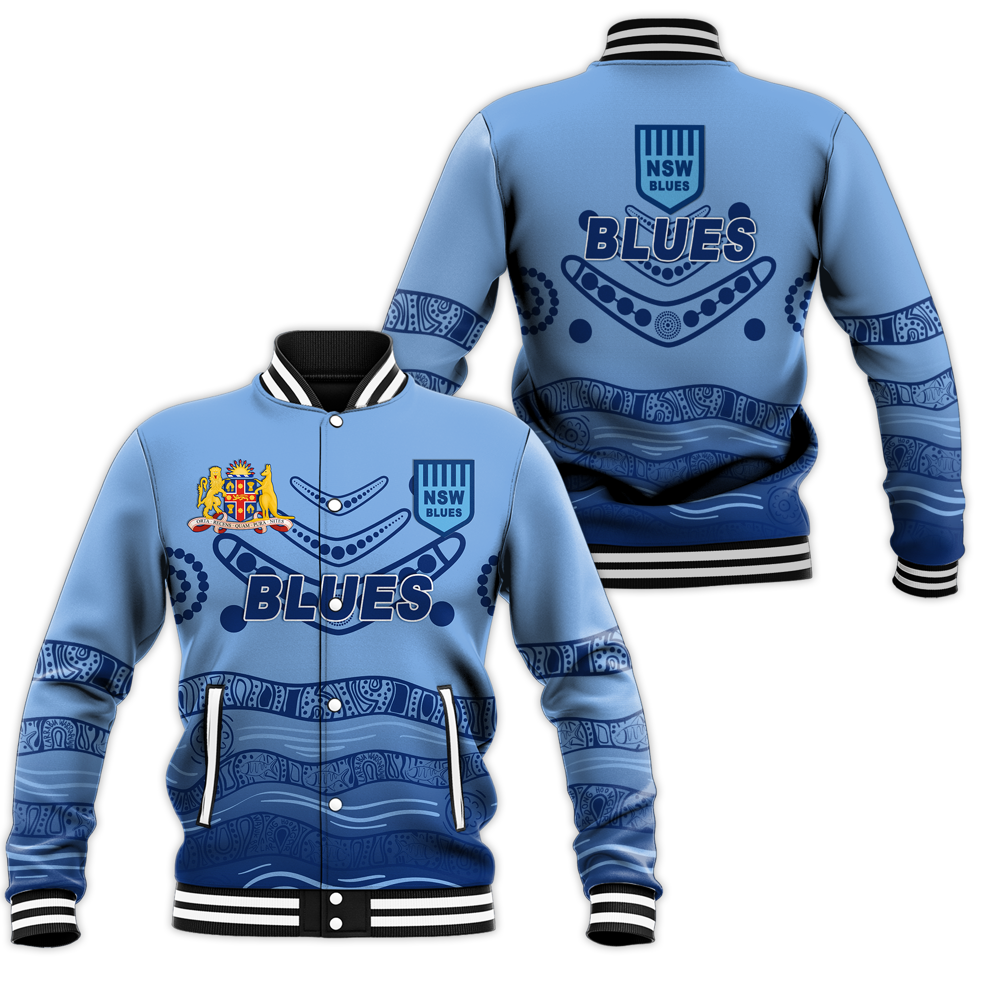 New South Wales Blues Aboriginal  Indigenous Baseball Jacket - LT12
