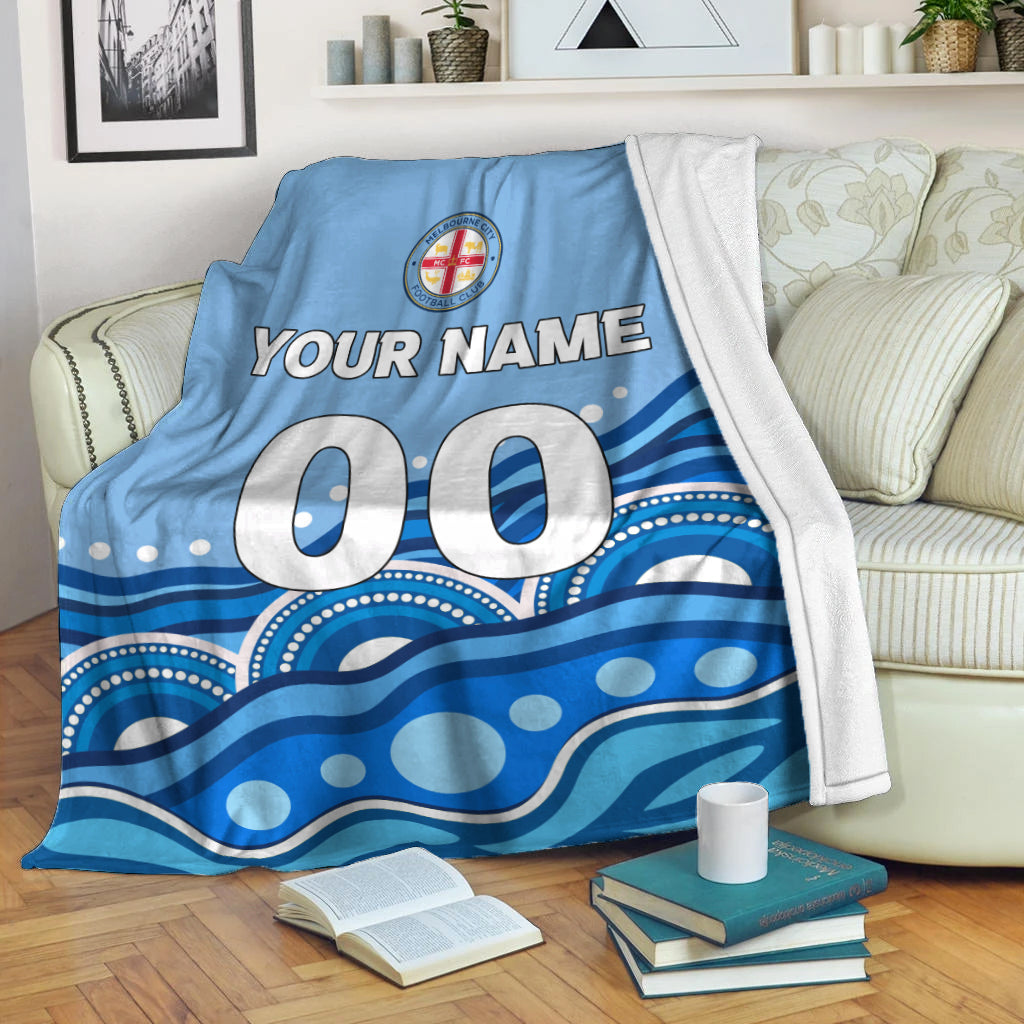 custom-personalised-melbourne-blanket-indigenous-dot-painting-art