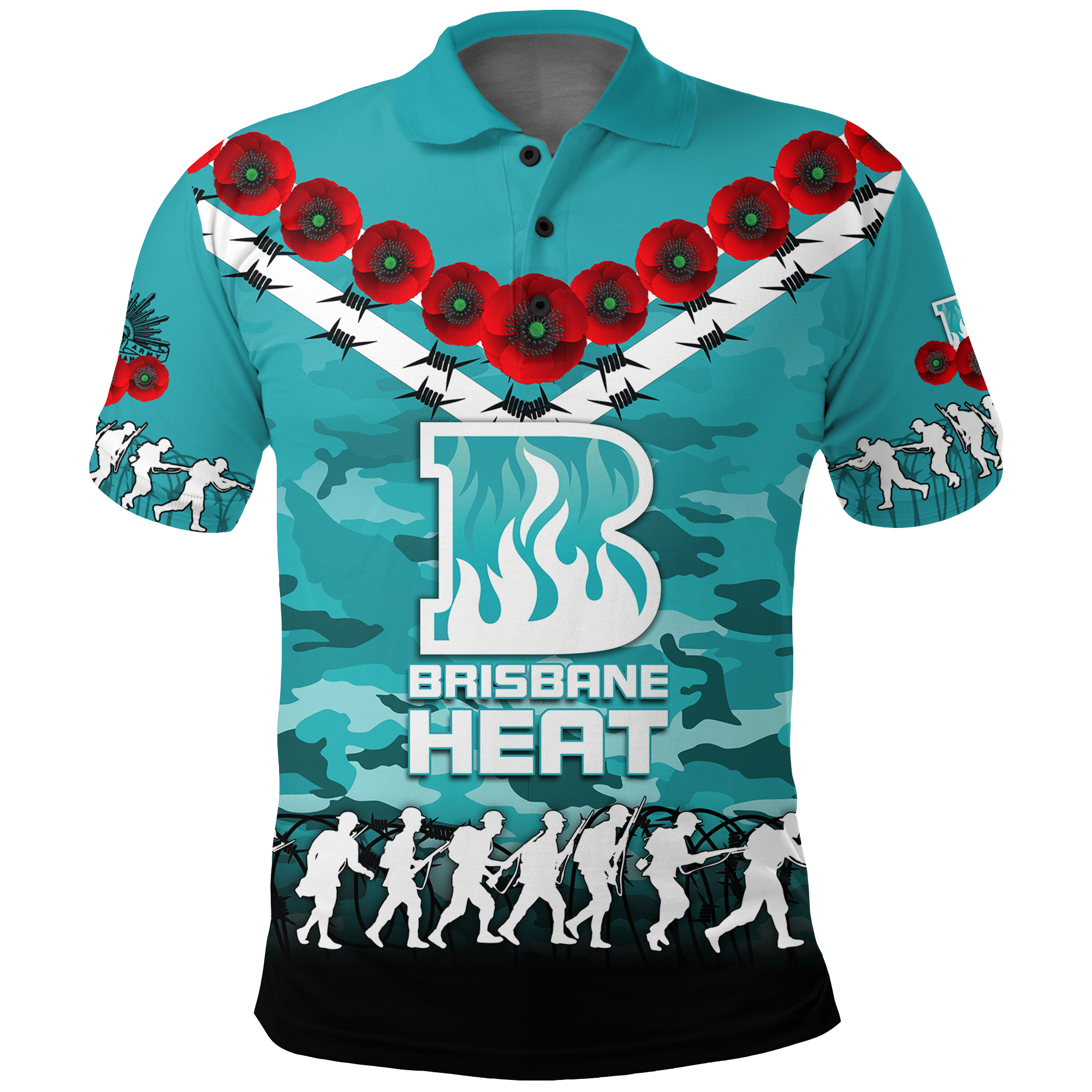 custom-personalised-brisbane-heat-anzac-2022-polo-shirt-camouflage-with-poppy