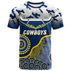 (Custom Personalised) Cowboys Rugby ANZAC Day Camouflage Indigenous Art T-Shirt - LT12