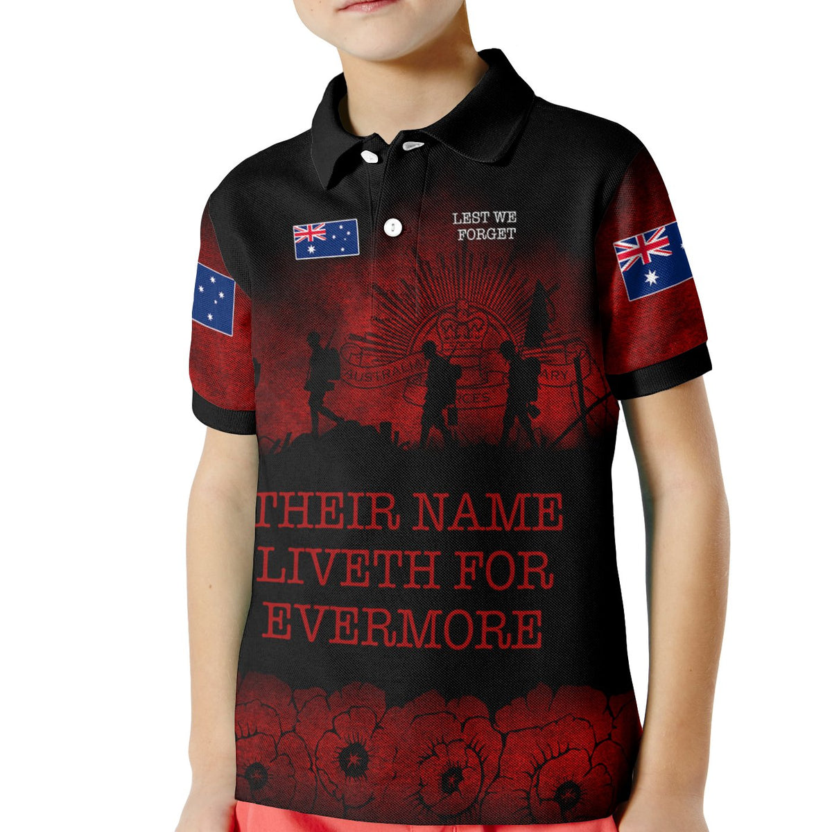 anzac-day-kid-polo-shirt-their-name-liveth-for-evermore