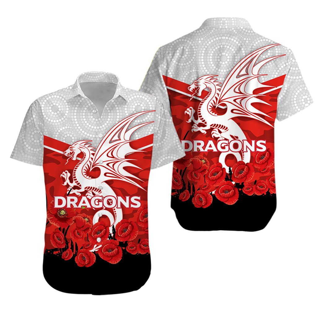 (Custom Personalised) Dragons Anzac Day Hawaiian Shirt - Indigenous Art