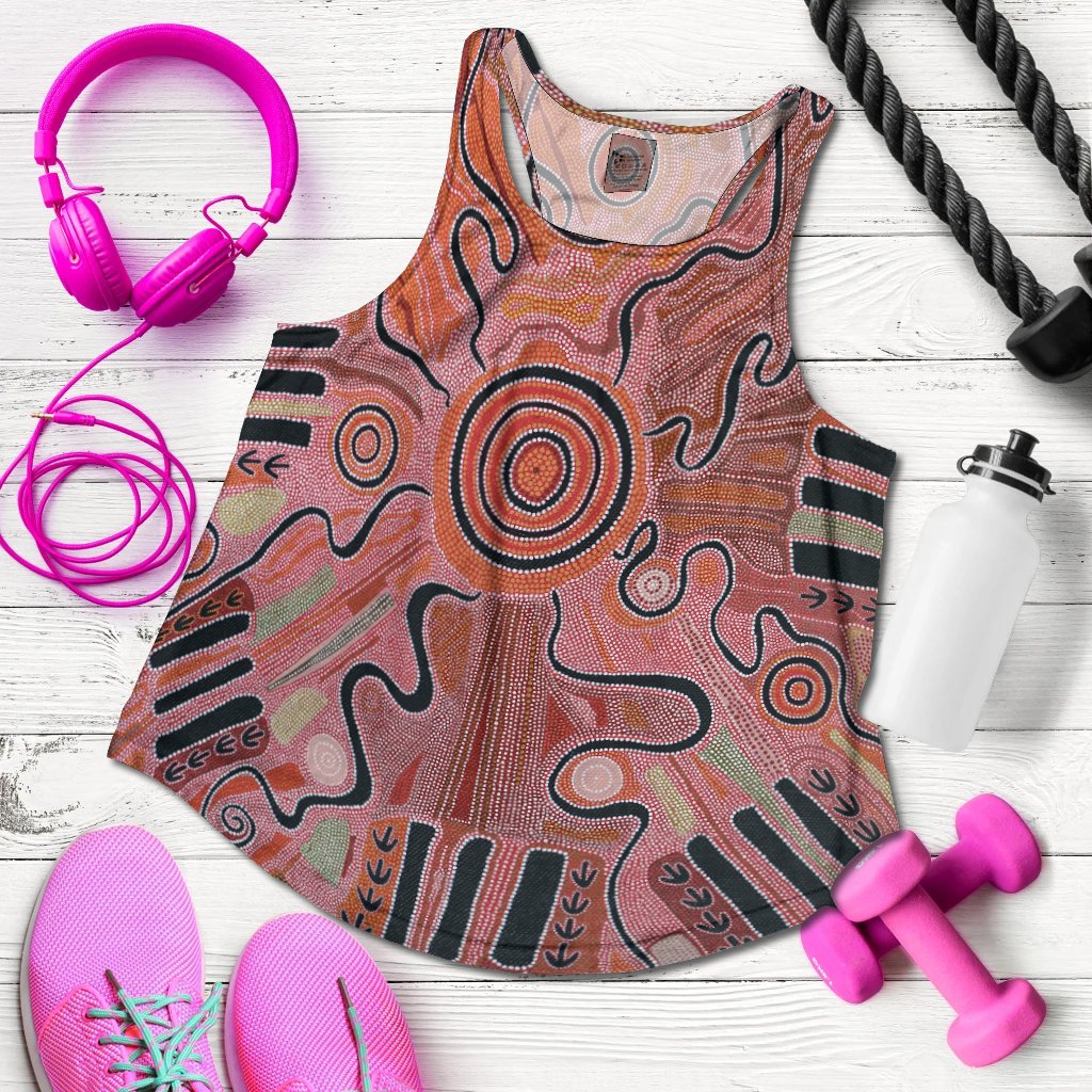 Aboriginal Women's Racerback Tank - Indigenous Footprint Landscape - Vibe Hoodie